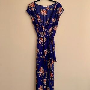 Floral Short-Sleeved, Long-Legged Romper